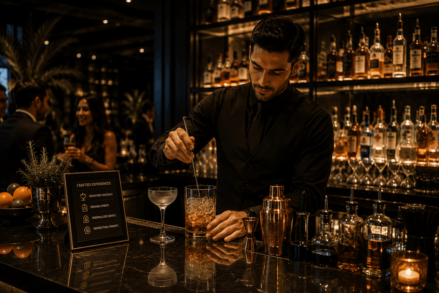 Professional bartender at a luxury gathering