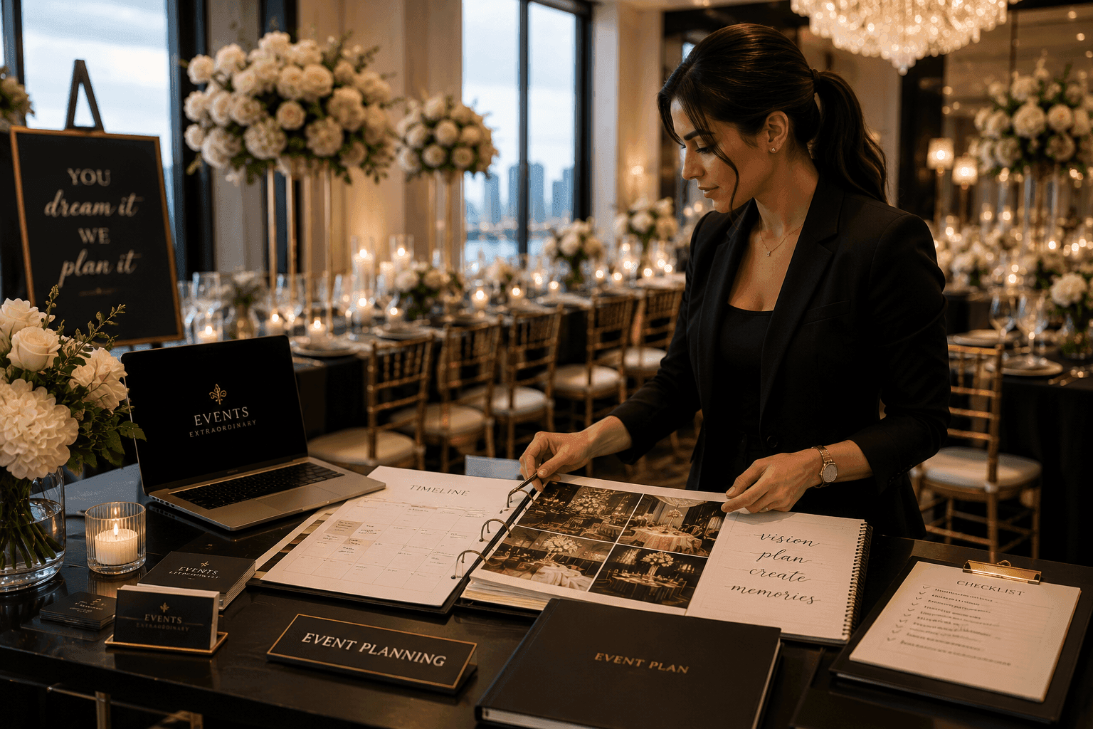 Event planner coordinating a premium celebration