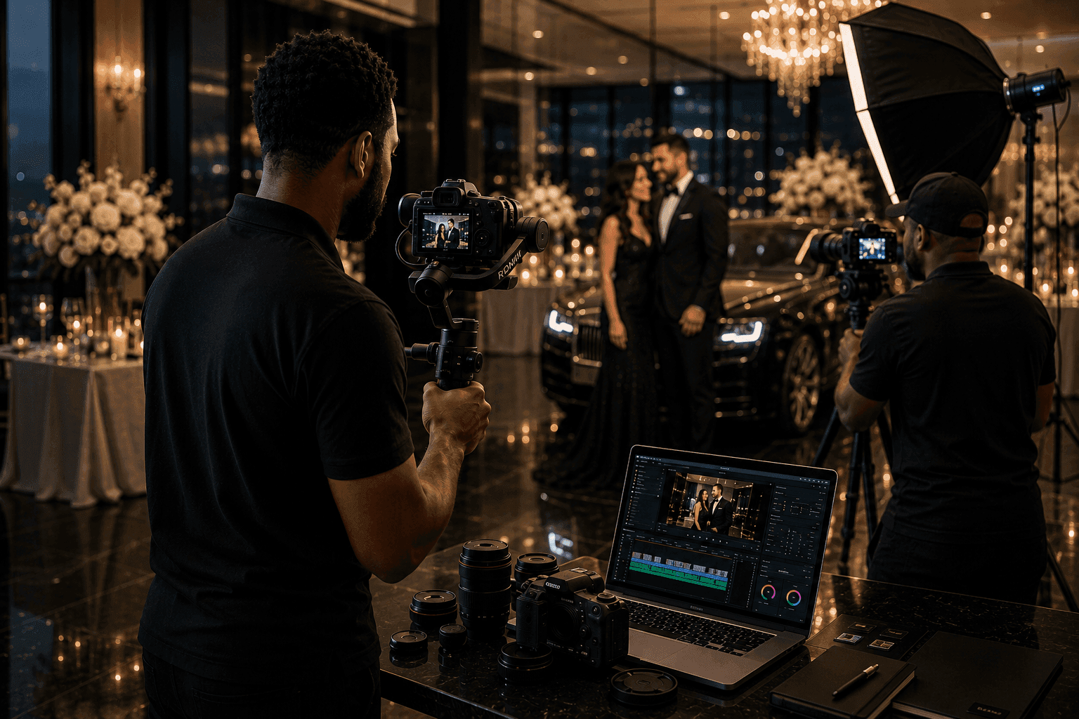 Professional videographer capturing premium event footage
